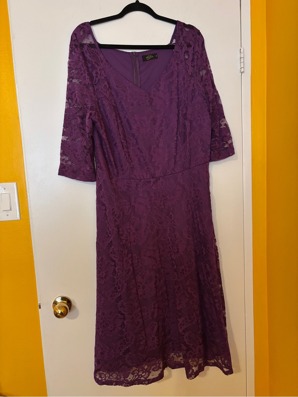Elegant Purple Lace A-Line Dress